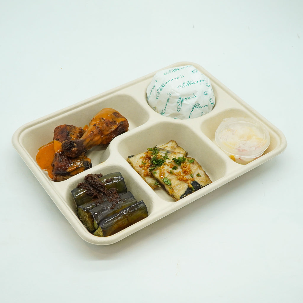 Chicken Ala Orange, Bangus Ala Pobre, Steamed Eggplant and Fruit Melannge