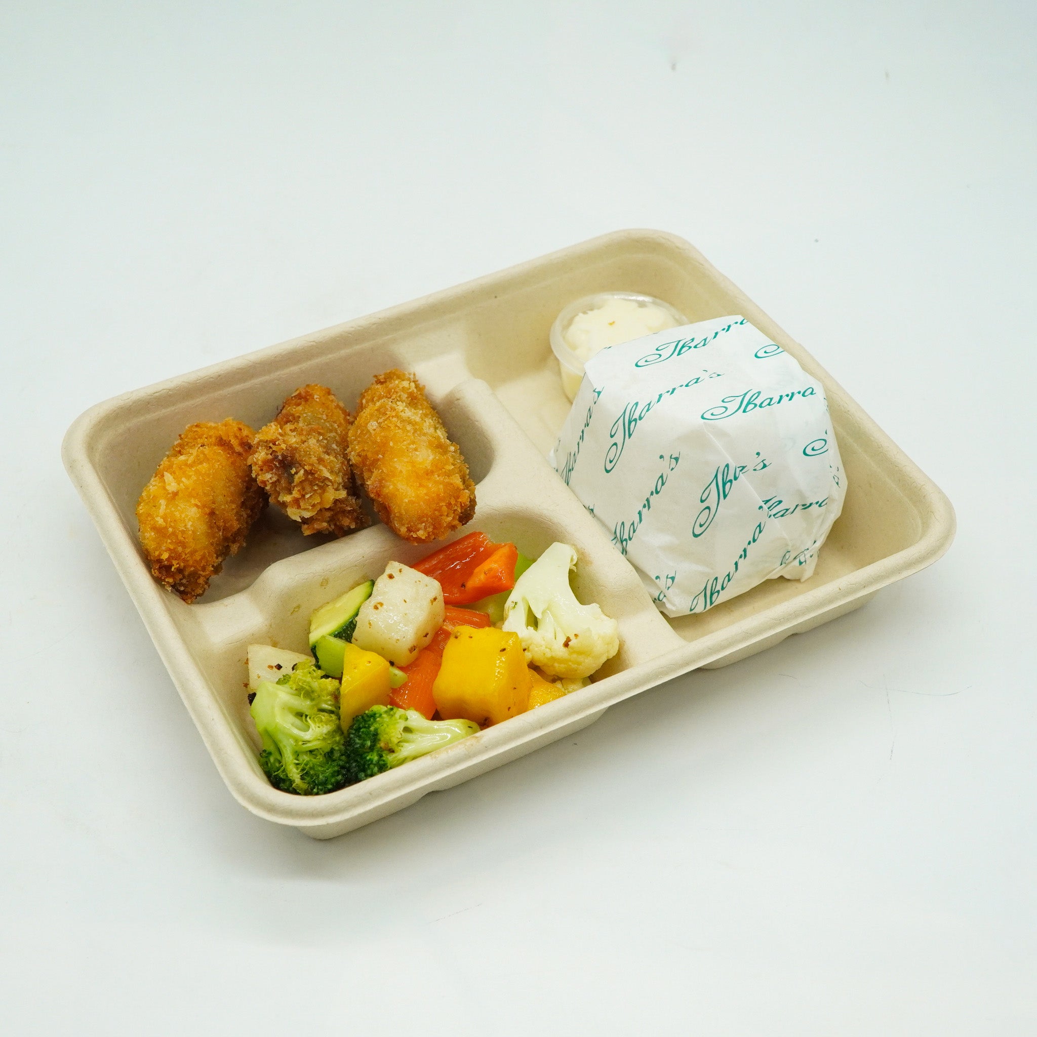 Fish Fillet with Tartar Sauce and Roasted Veggie Rice