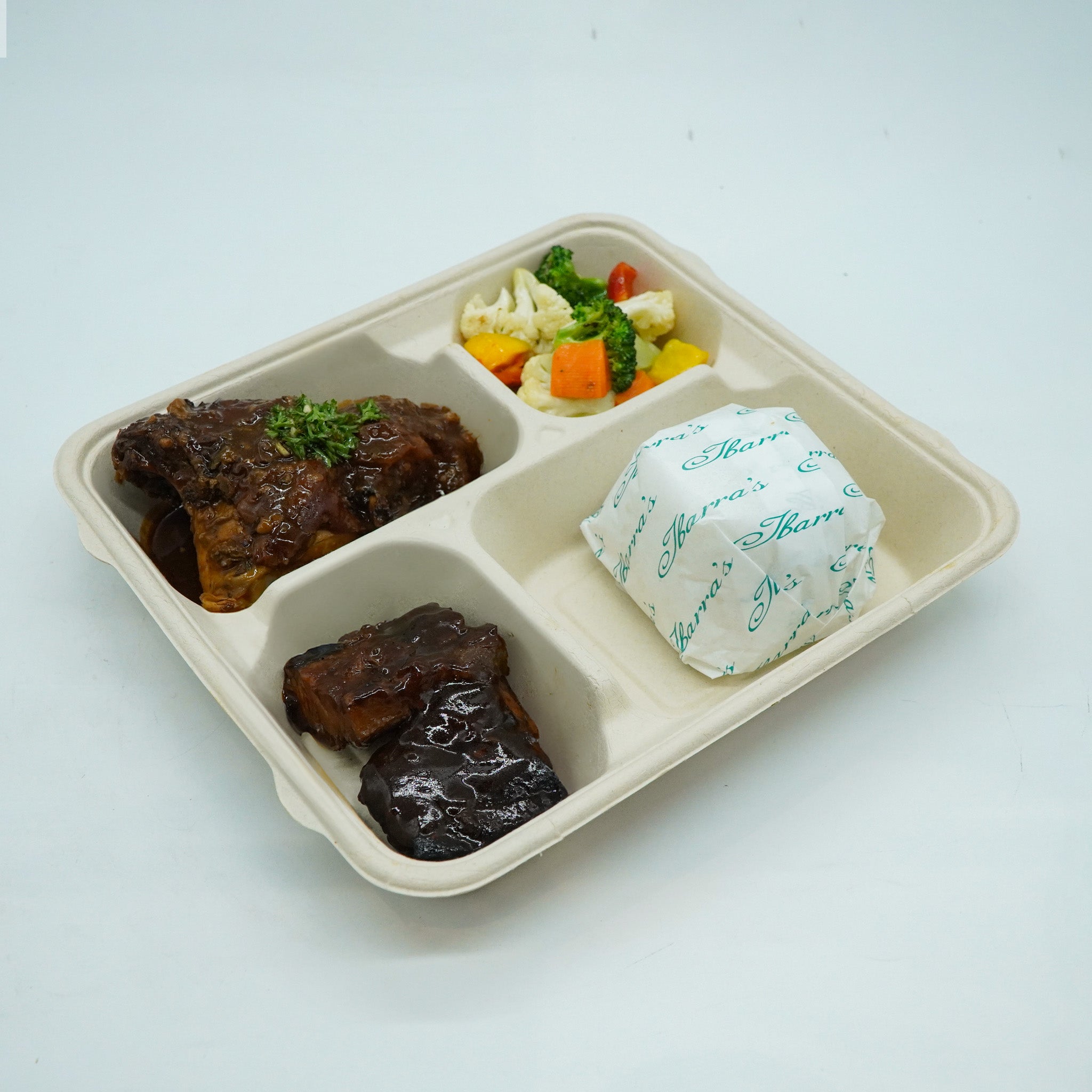 Hickory Pork BBQ, Rosemary Chicken and Roasted Veggie Rice