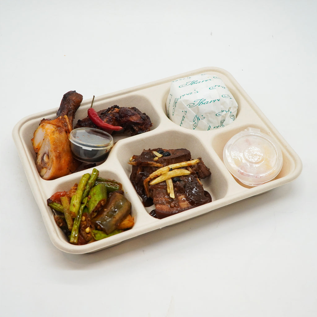 Pork Humba, Chicken Inasal, Pinakbet and Fruit Melangge Rice